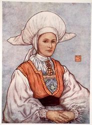 Gorra blanca usada en el distrito de Bergen, 1905